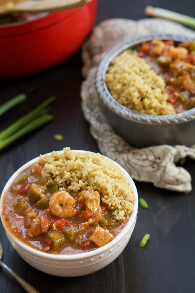 {one bowl} 30 minute big easy shrimp and chicken gumbo
