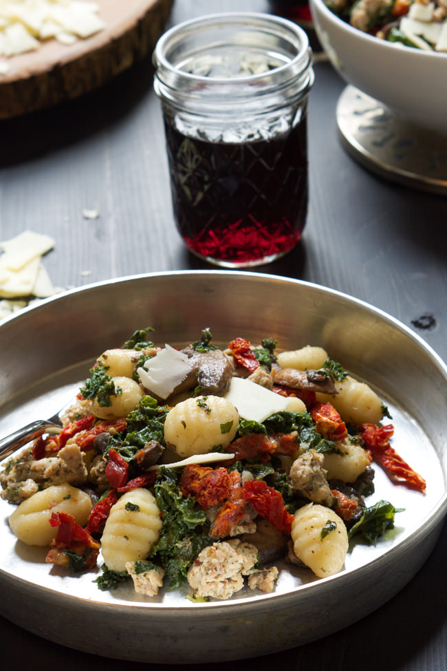 {30 minutes} tuscan kale & sun dried tomato chicken sausage