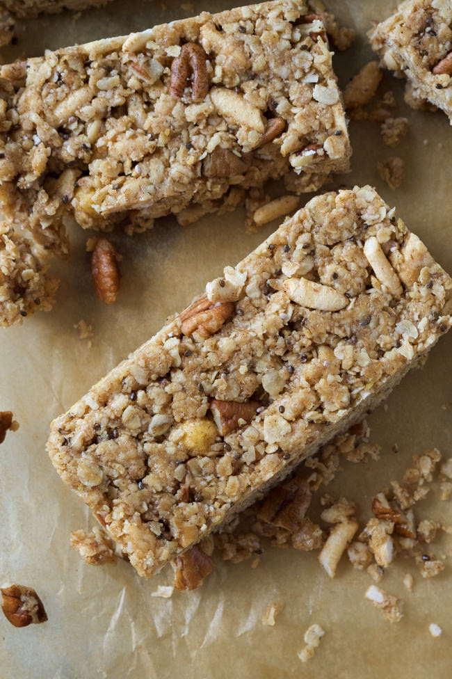 no bake cinnamon pecan granola bars